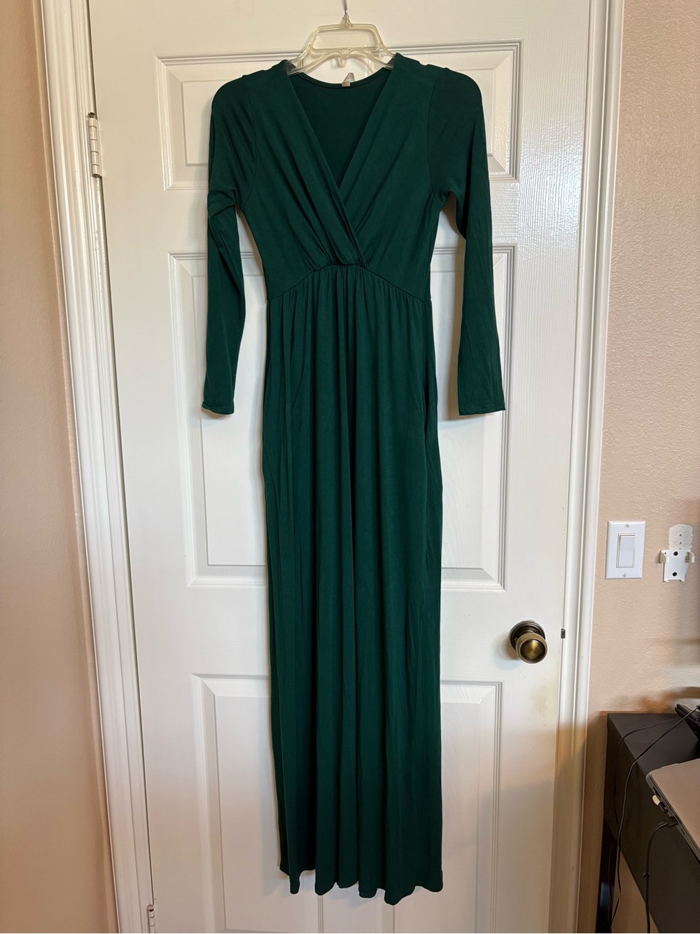 Pink Blush Emerald Green Maxi Dress Sz S